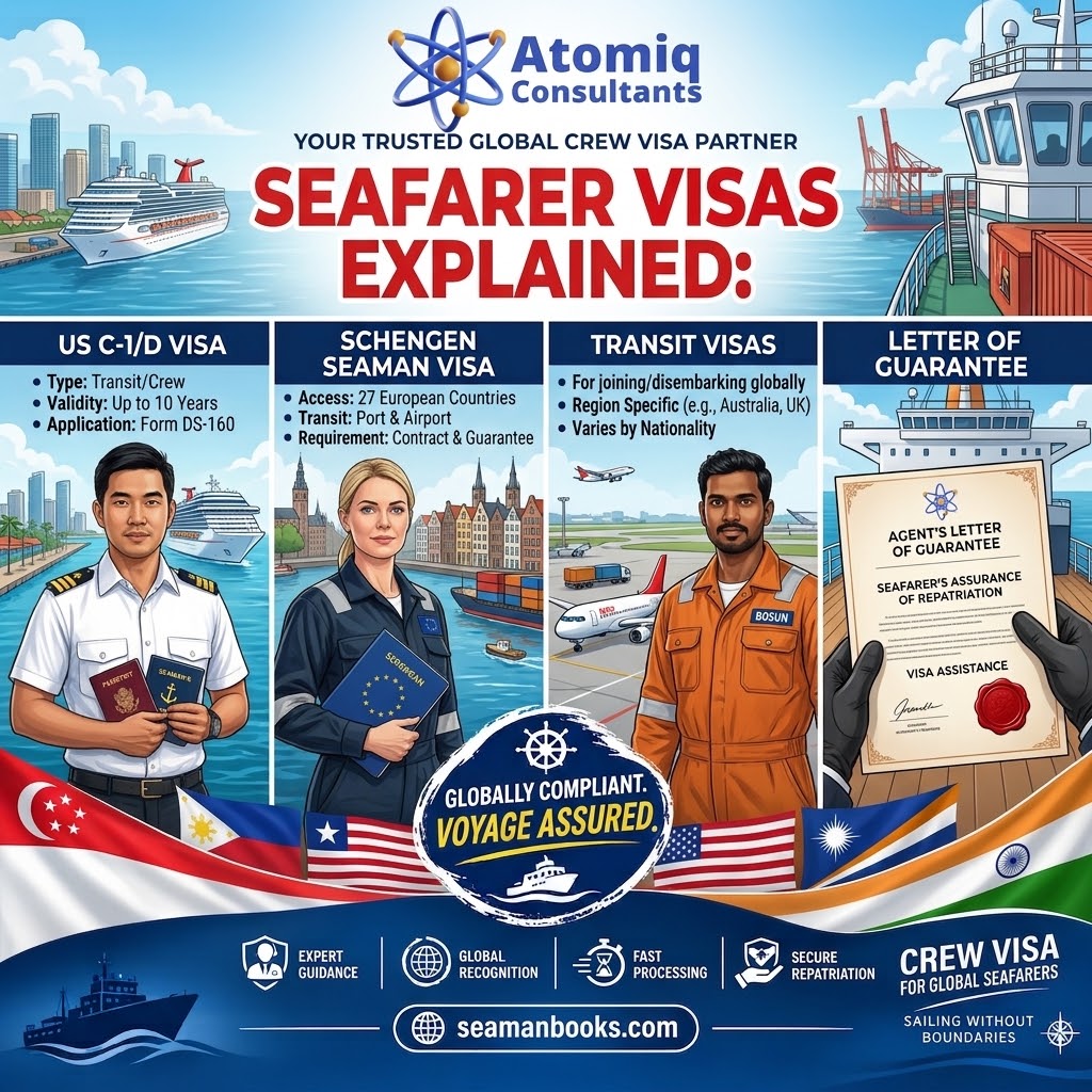 Seafarers Visa and crew visa by Atomiq Group Seaman books